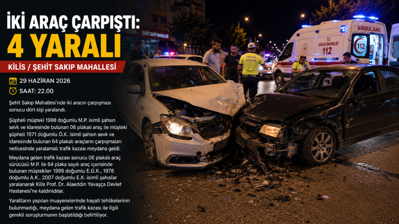 İki Araç Çarpıştı: 4 Yaralı