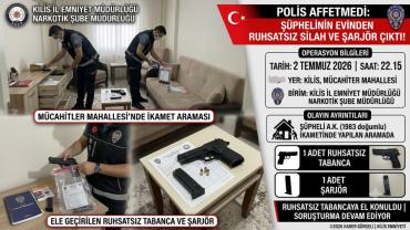 Şüphelinin Evinden Ruhsatsız Silah ve Şarjör Çıktı!