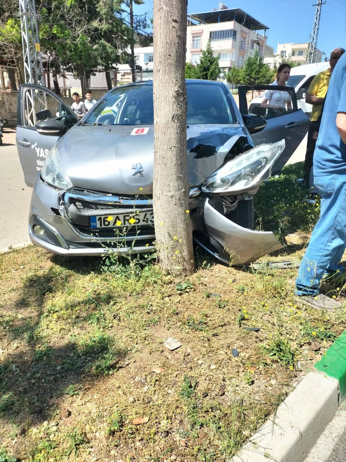 Direksiyon Sınavında Kaza: Araç Ağaca Çarptı, 2 Yaralı